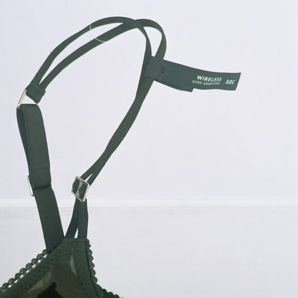 NWT Aerie Dark Green Real Power Wireless Push Up Joy Convertible Lace Bra  32C - Picture 8 of 11